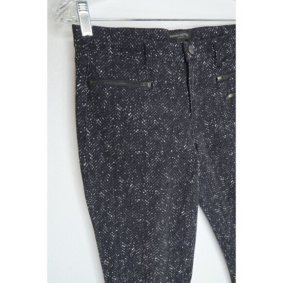 Banana Republic Pants Sloan Fit Slim Ankle Womens Size 4 Black Herringbone - Picture 2 of 12